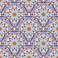 Seamless colorful patchwork in turkish style. Hand drawn background. Azulejos tiles patchwork. Portuguese and Spain decor. Islam